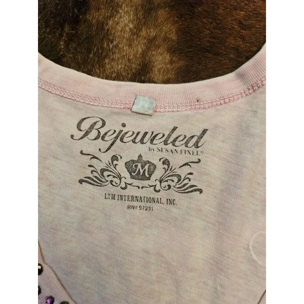 Vintage Bejeweled Y2K Body Con T-shirt Dress Ed Hardy Style Sz M - Picture 3 of 6